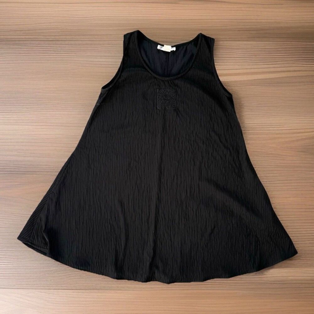 Vintage 80’s Anne Klein Black Sleeveless Tank Swing Tunic Mini Dress Size Large
